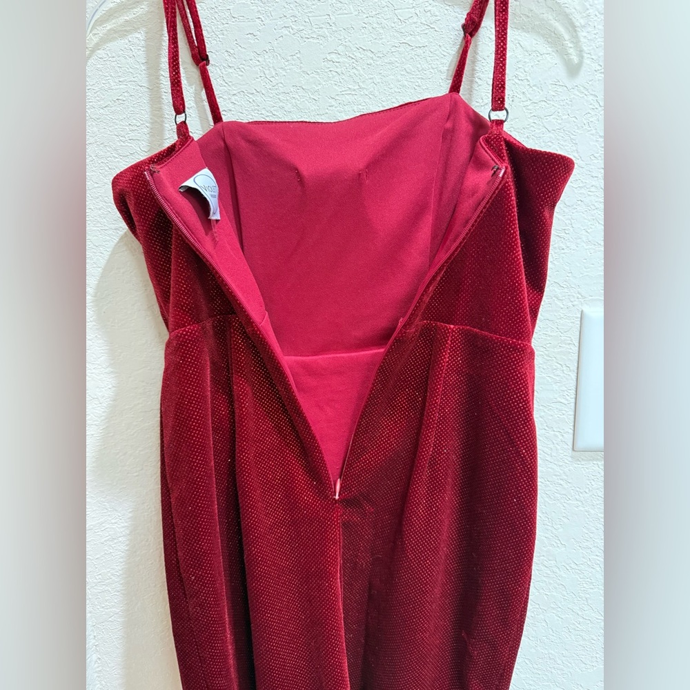 Sparkly Crimson Red Juniors Dress 1/2 – Velvet Feel, Adjustable Straps, EUC - Picture 5 of 13